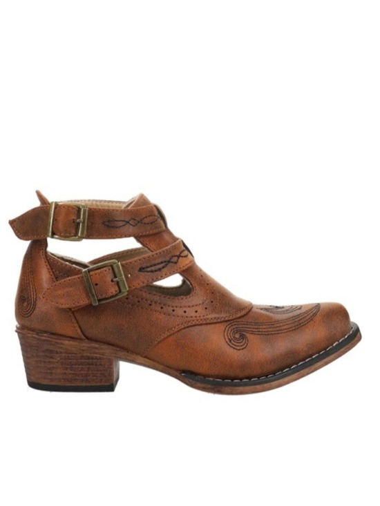 Roper Shoes - Roper Willa Embroidery Snip Toe Cowboy Booties Brown Casual Boots Size 6 New